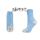 Obrázkové dámske modré ponožky s mačičkou