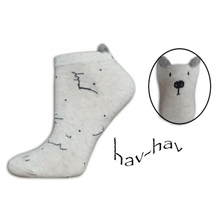 Nízke ponožky s uškami na leto - smotanovo-sivé