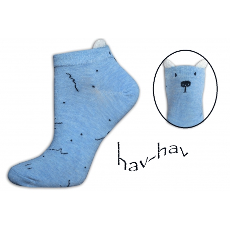 Nízke ponožky s uškami na leto - modré