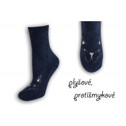 Modré plyšové protišmykové ponožky