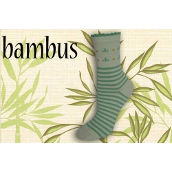 IBA 38-38! Pásikavé bambusové ponožky s kotvičkami – zelenkavé
