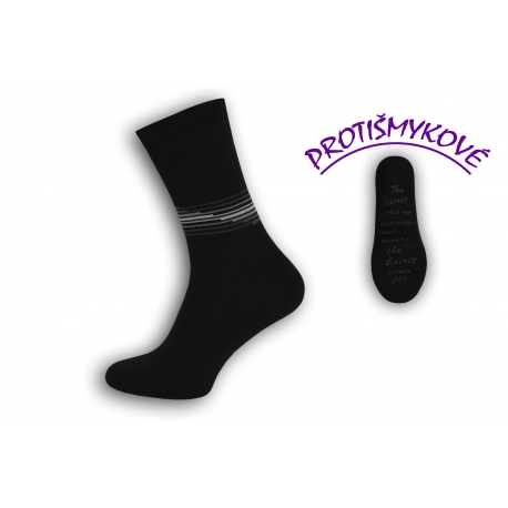 Čierne protišmykové tenké pánske ponožky