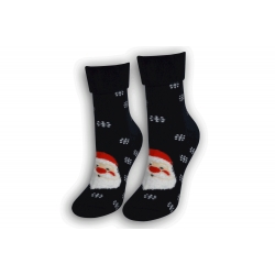 Dámske vianočné ponožky s lemom - čierne