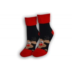 Dámske vianočné ponožky s lemom – čierne