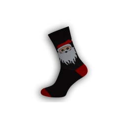 Čierne vianočné ponožky s veľkým Mikulášom