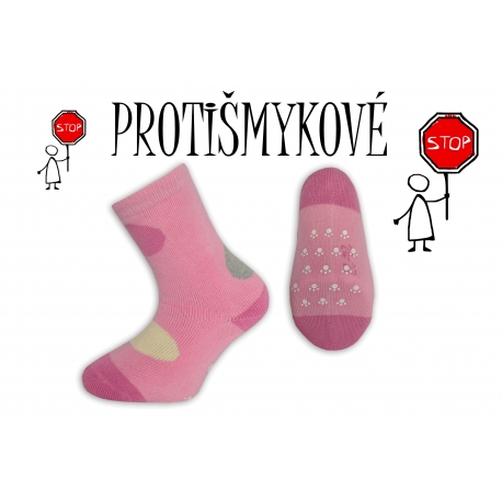 Protišmykové dievčenské ponožky - ružové
