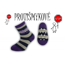 Pásikavé chlapčenské ponožky – fialové