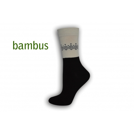 Čierne bambusové ponožky so vzorom