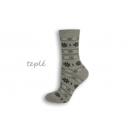Teplé dámske ponožky s nórskym vzorom – sivé