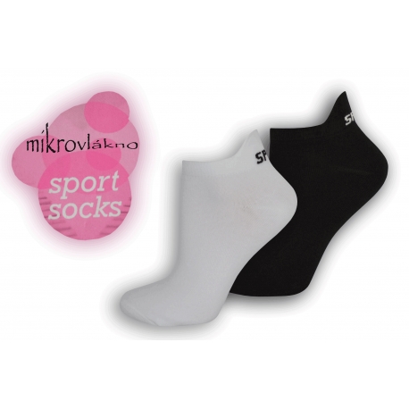 Športové krátke ponožky z mikrovlákna - čierne, biele