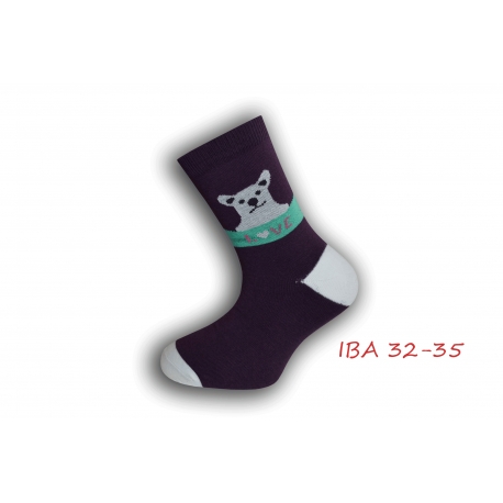 IBA 32-35! Dievčenské bavlnené ponožky - baklažánové
