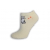 Krátke dámske ponožky s mačkou - smotanové