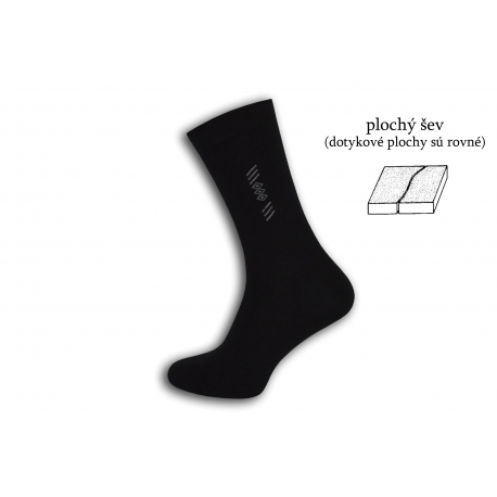 Čierne ponožky s plochým švom  a vzorom
