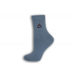 Modré dámske ponožky s mačičkou