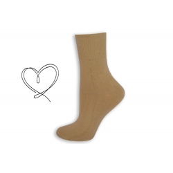 Telové dámske ponožky so širokým lemom
