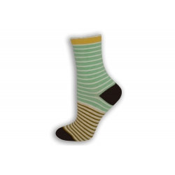 Pásikavé zeleno-biele dámske ponožky