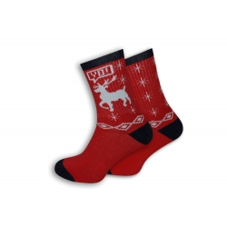 Červené pánske ponožky s jeleňom
