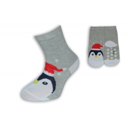 Vianočné sivé ponožky s tučniakom