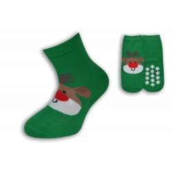 Vianočné zelené ponožky so sobom