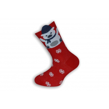 Vianočné ponožky s mackom a vločkami