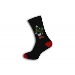 Čierne vianočné ponožky so stromčekom