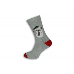 Sivé vianočné ponožky so snehuliakom