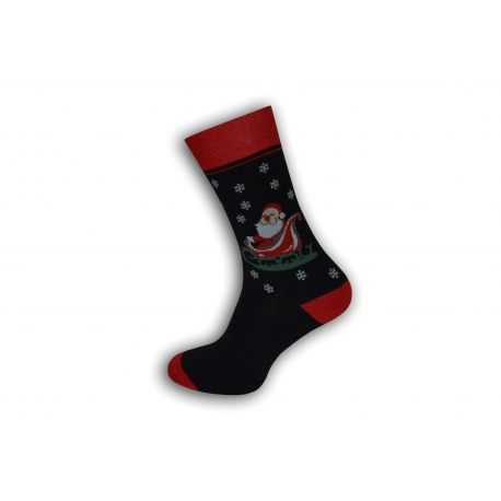 Čierne vianočné ponožky s Mikulášom