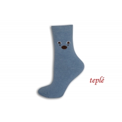 Modré teplé ponožky s očami