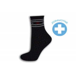 Čierne bodkované zdravotné ponožky