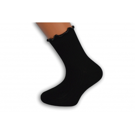 Čierne ponožky s trblietavám lemom