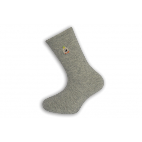 Jednofarebné sivé ponožky s výšivkou