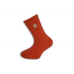Jednofarebné korálové ponožky s výšivkou