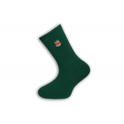 Jednofarebné zelené ponožky s výšivkou