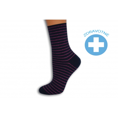 Pásikavé modro-fialové dámske ponožky