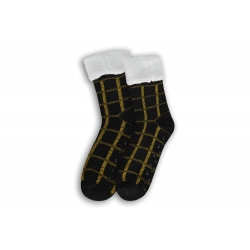 Čierno-žlté kárované ponožkové papuče