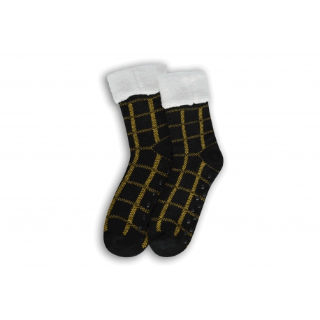 Čierno-žlté kárované ponožkové papuče