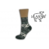 Zdravotné vlnené teplé ponožky s jeleňom - zelené