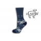 Zdravotné vlnené teplé ponožky s jeleňom - modré