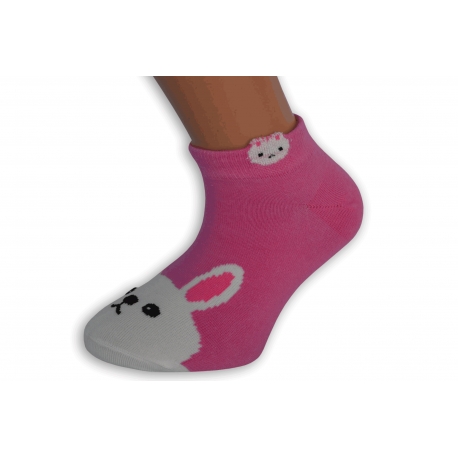 Krátke detské ponožky - ružové so zajacom