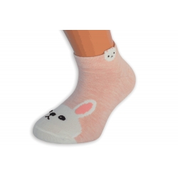 Broskyňové nízke detské ponožky so zajacom