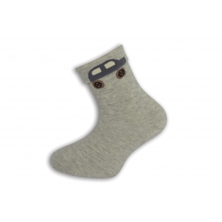Sivé detské ponožky s autom