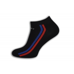 Čierne krátke pánske ponožky s pásikmi