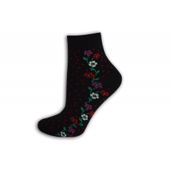 Kvetinové čierne dámske ponožky