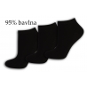 Tri páry čiernych bavlnených ponožiek