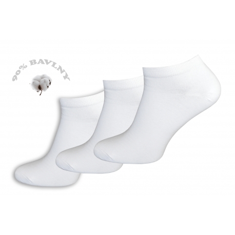 3-páry. 90%-né bavlnené biele ponožky