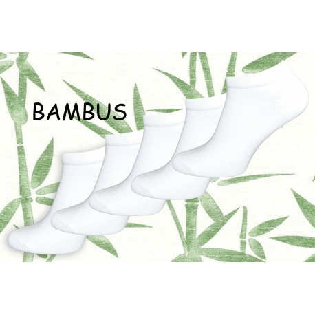 5-párov bambusových bielych ponožiek