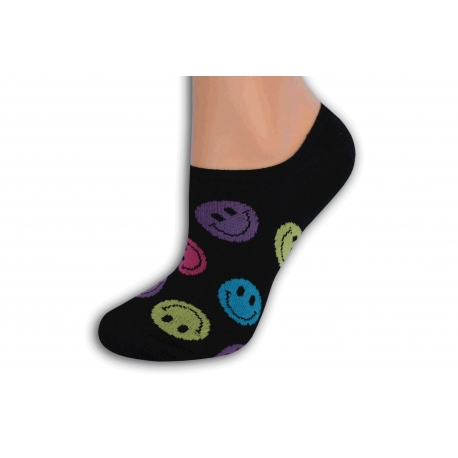 Čierne smajlíkové pevne držiace ponožky