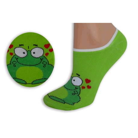 Zelené neviditeľné ponožky so žabkou
