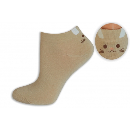 Telové bambusové ponožky s mačičkou