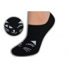 Čierne teniskové ponožky s tvárou mačky